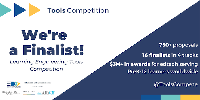 Graphic with text. Reads: Tools competition. We're a finalist.