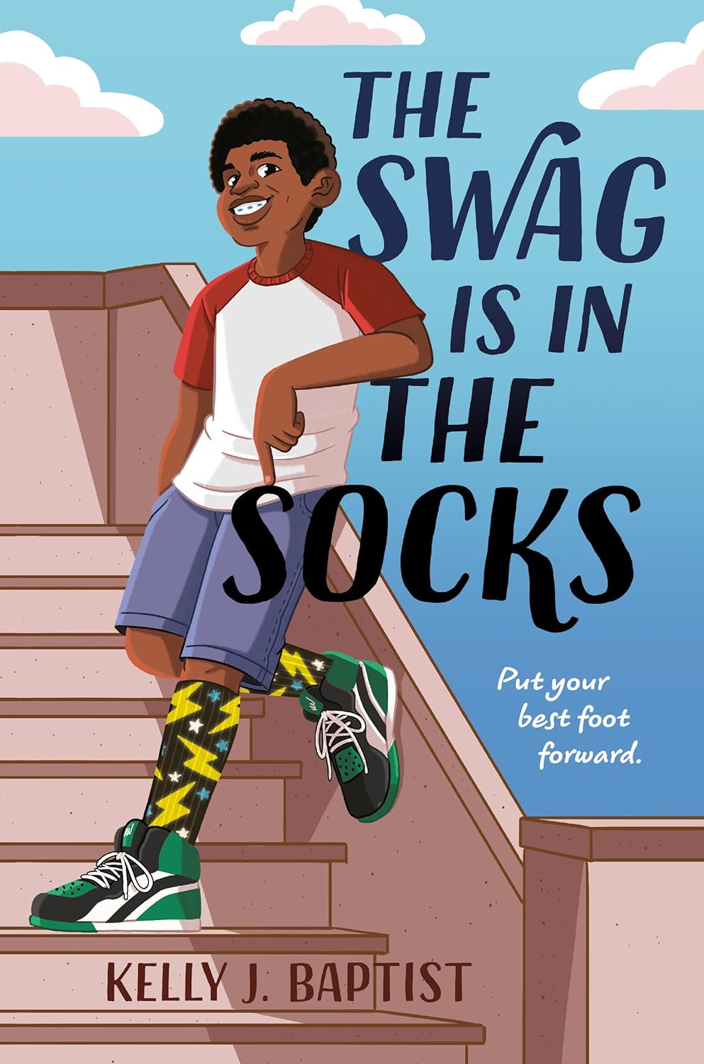 blog-image-B-is-for-Breathe-Cover.jpg Black boy leaning on stairs with green shoes and lightening socks